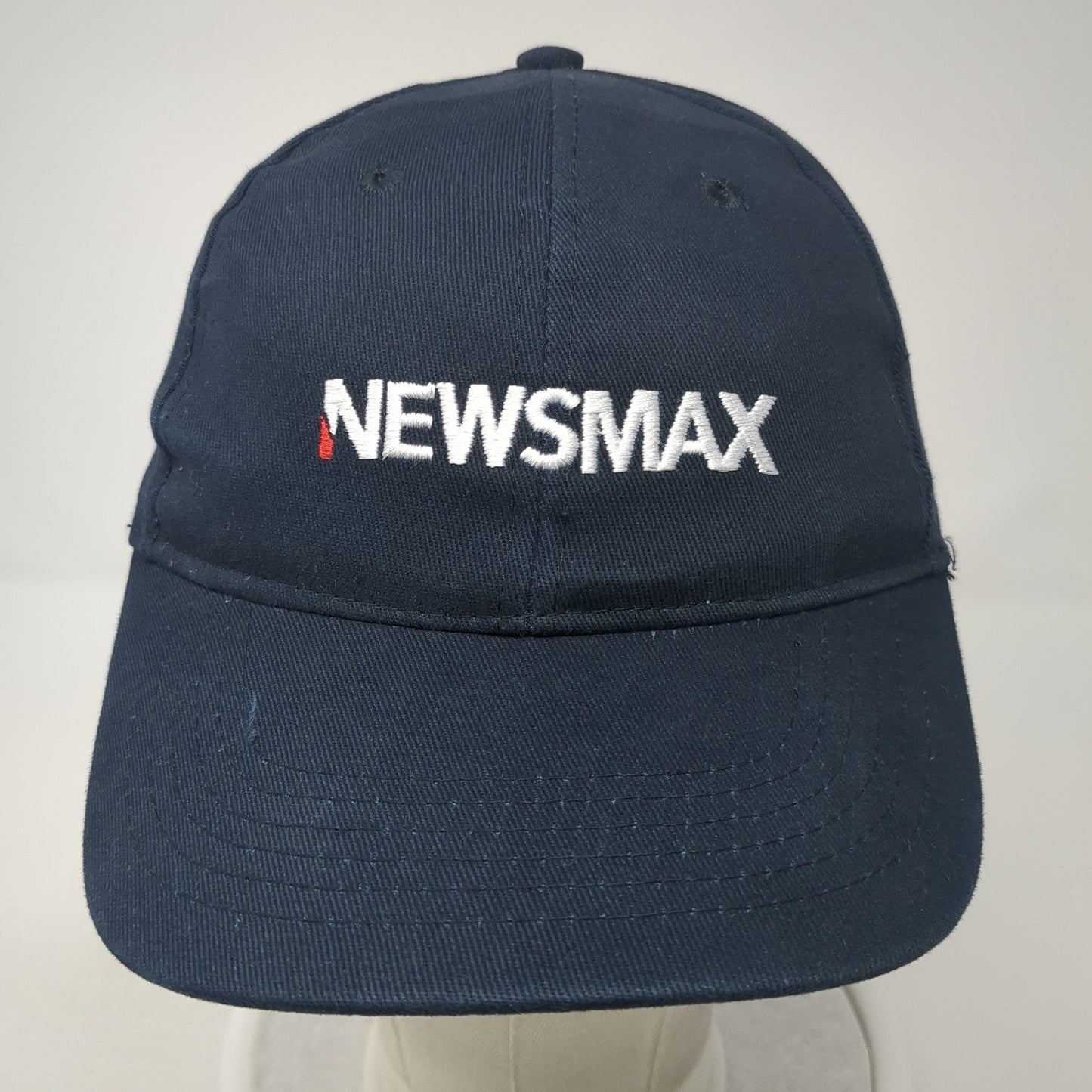 Newsmax Strapback Hat Blue One Size Adjustable Embroidered Solid 6 Panel