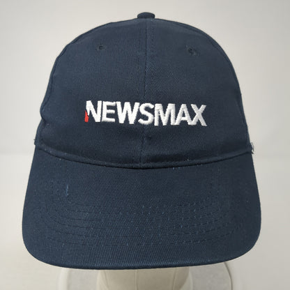 Newsmax Strapback Hat Blue One Size Adjustable Embroidered Solid 6 Panel