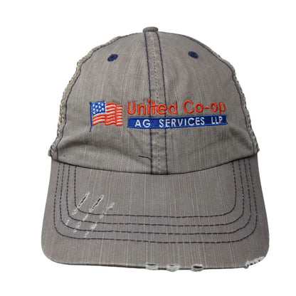 United Co-Op AG Services LLP Strapback Trucker Hat Gray OSFA Mesh Back