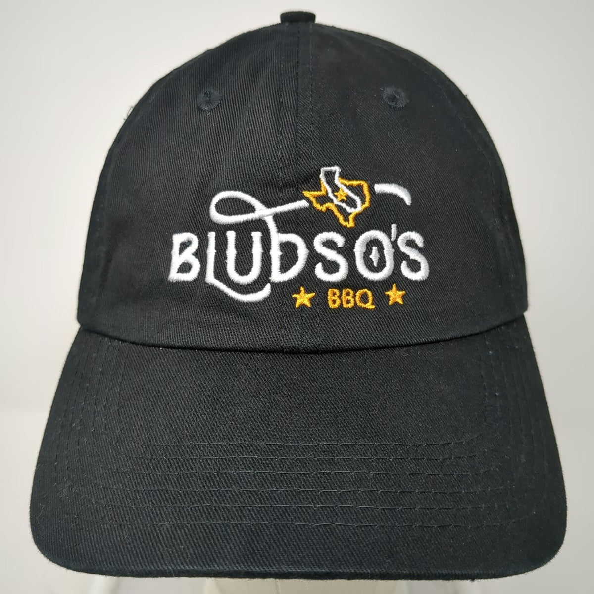 Bludso's BBQ Black Baseball Cap One Size Slideback Cotton Hat Texas Logo Star