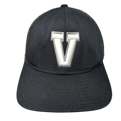 V Snapback Trucker Hat Black One Size Adjustable Mesh Back Pacific Headwear