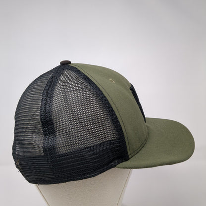 New Era Snapback Mesh Back Trucker Hat Green One Size Embroidered Logo