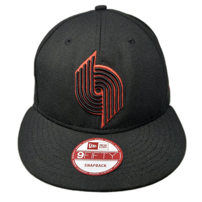 New Era Portland Trail Blazers NBA Black Snapback Hat OSFM Red Wool HWC 9FIFTY