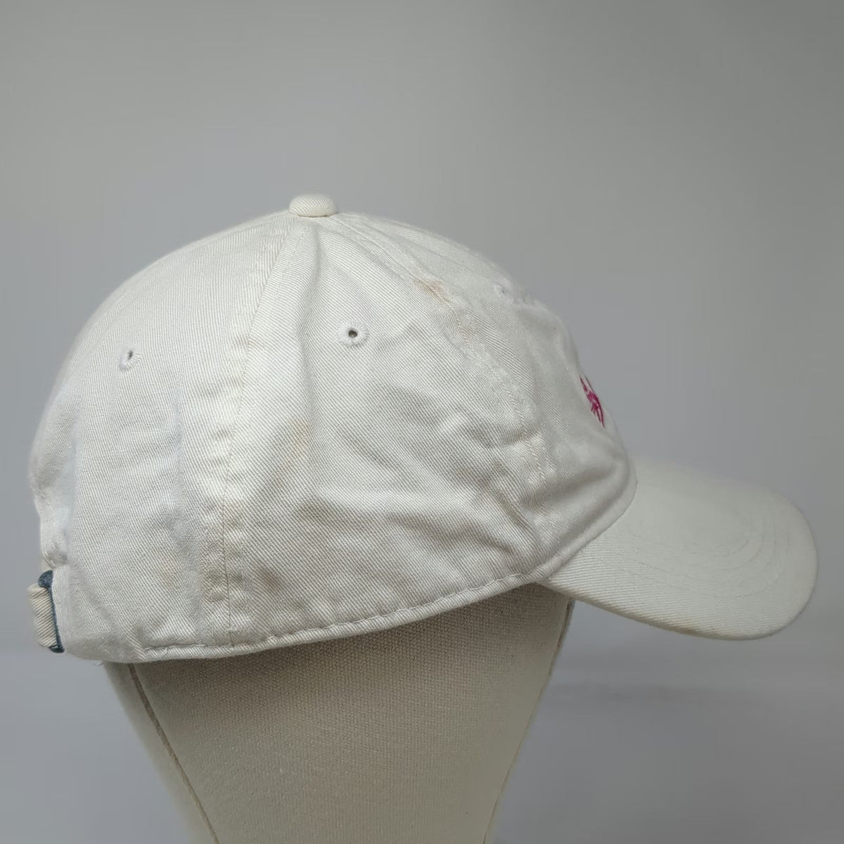 OC Sea Island Hat Baseball Cap White One Size Pink Script Embroidery Strap