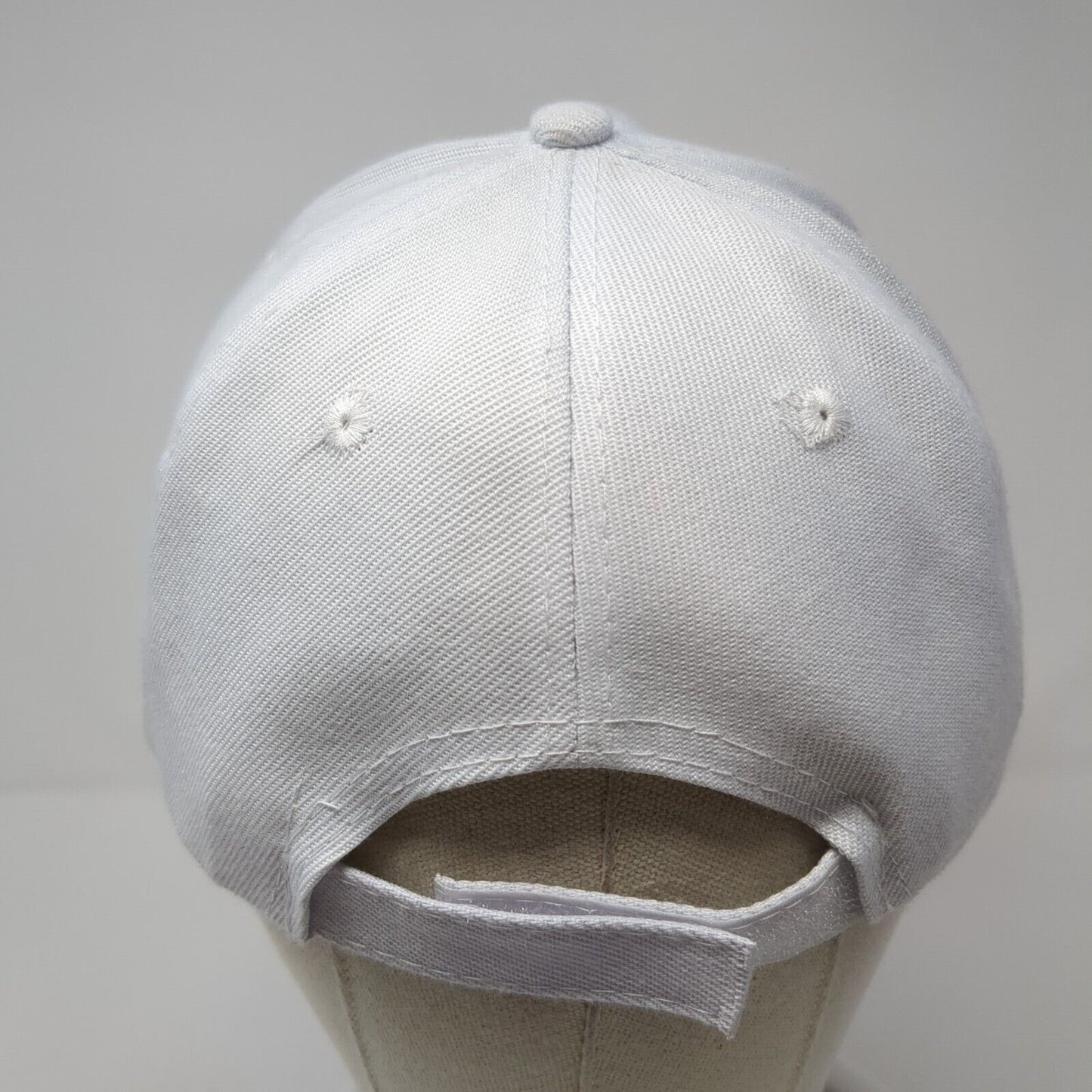 La Strapback Hat White One Size Adjustable Embroidered Solid 6 Panel