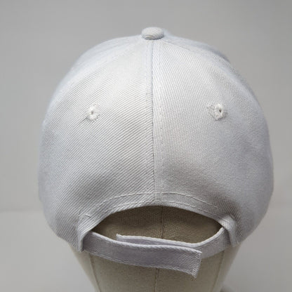 La Strapback Hat White One Size Adjustable Embroidered Solid 6 Panel