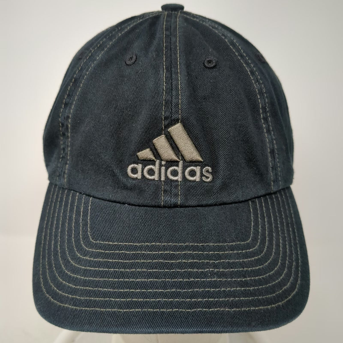 Adidas Baseball Cap Black One Size Slideback Contrast Stitching Embroidered Hat