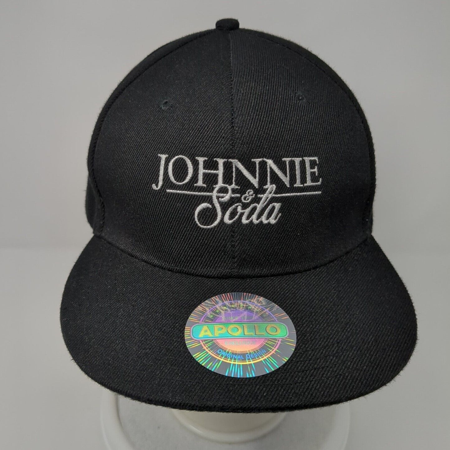 Johnnie & Soda Snapback Hat Black One Size Adjustable Apollo 6 Panel