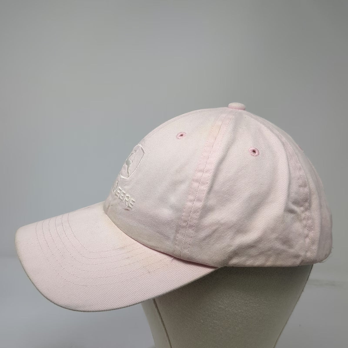 John Deere Baseball Cap Pink One Size Embroidered Logo Slideback Hat Cotton