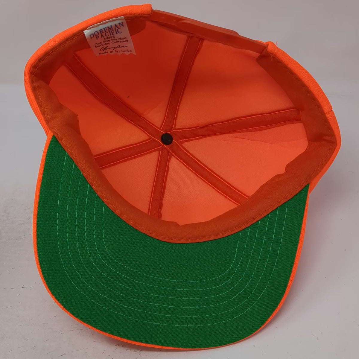 Dorfman Pacific Snapback Orange Hat One Size Green Underbrim Solid Blank Cap