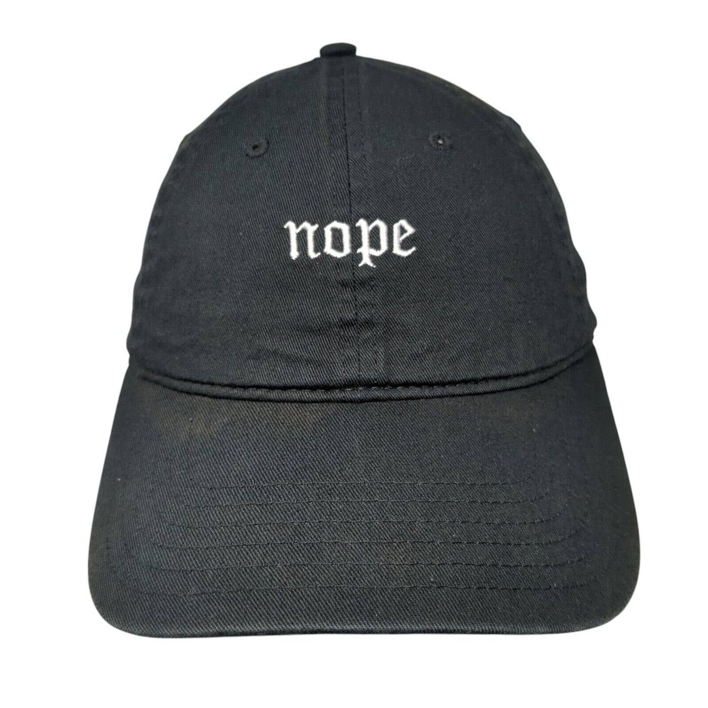 Nope Slideback Hat Black One Size Adjustable Embroidered Solid 6 Panel