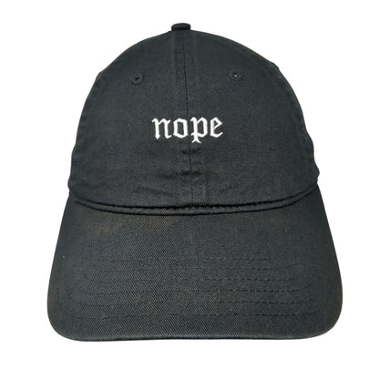 Nope Slideback Hat Black One Size Adjustable Embroidered Solid 6 Panel