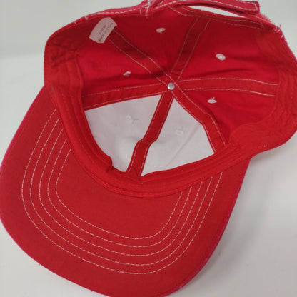 Unbranded Strapback Hat Red OSFM Adjustable Vented Holes 6 Panel Blank