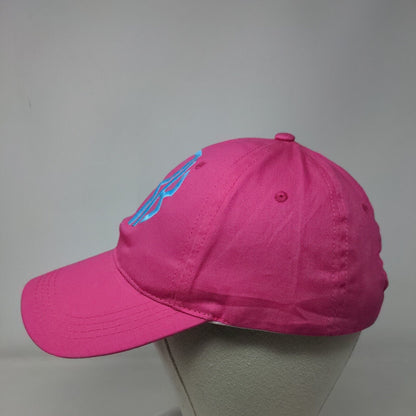 Monogram Strapback Hat Pink One Size Adjustable Embroidered Vented Holes 6 Panel
