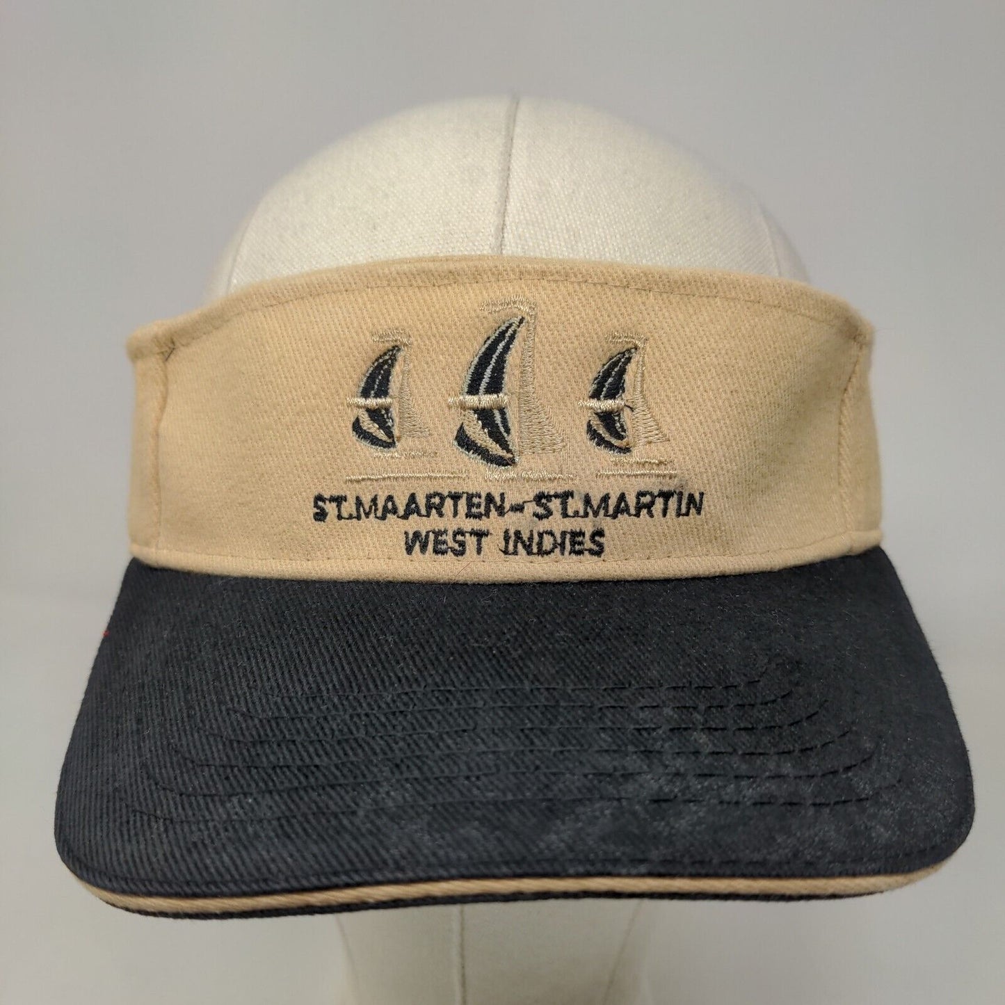 St. Maarten St. Martin West Indies Men's Strapback Sun Visor Cap Hat Tan 58CM