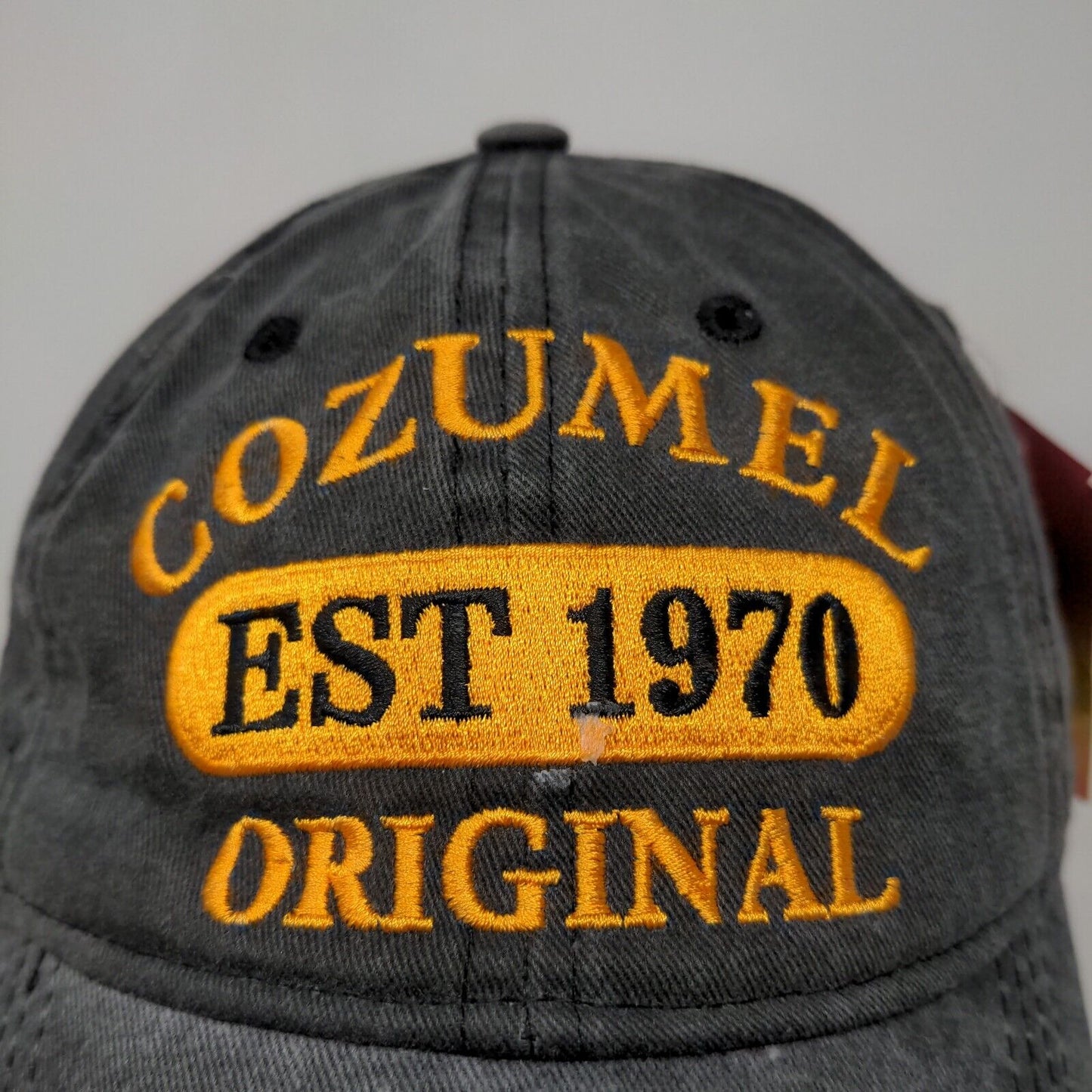 Maya Caps Men's Strapback Hat Gray Embroidered Cozumel Mexico Logo W/Tags Cotton