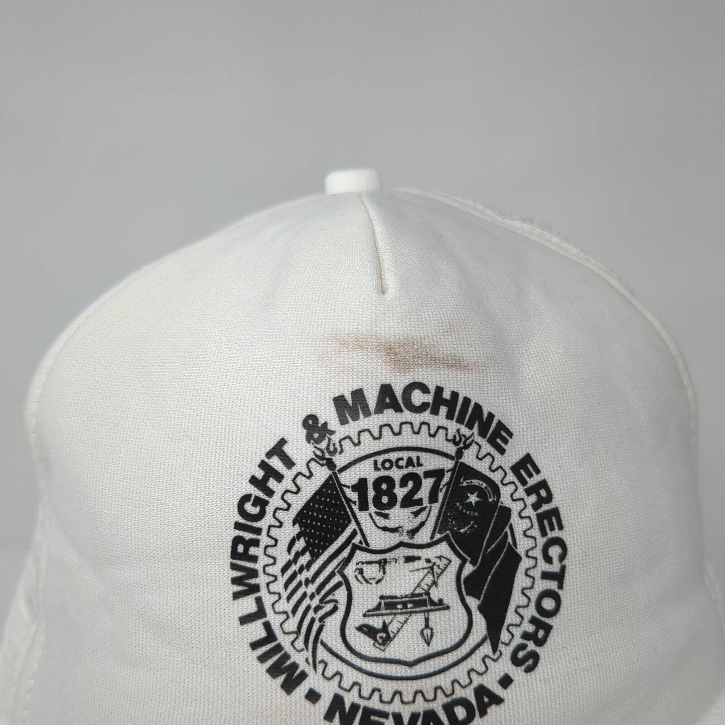 Mill Wright & Machine Erectors Nevada Snapback Trucker Hat White OS Adjustable