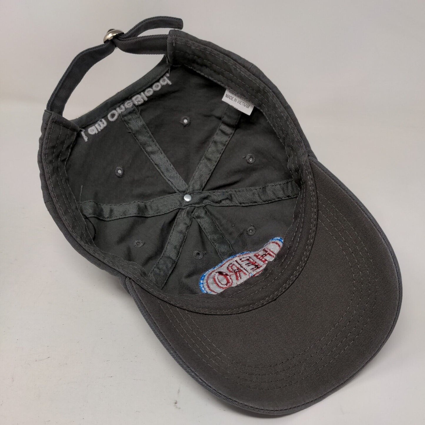 HERO I Am One Blood Slideback Hat Gray One Size Adjustable Embroidered Cotton