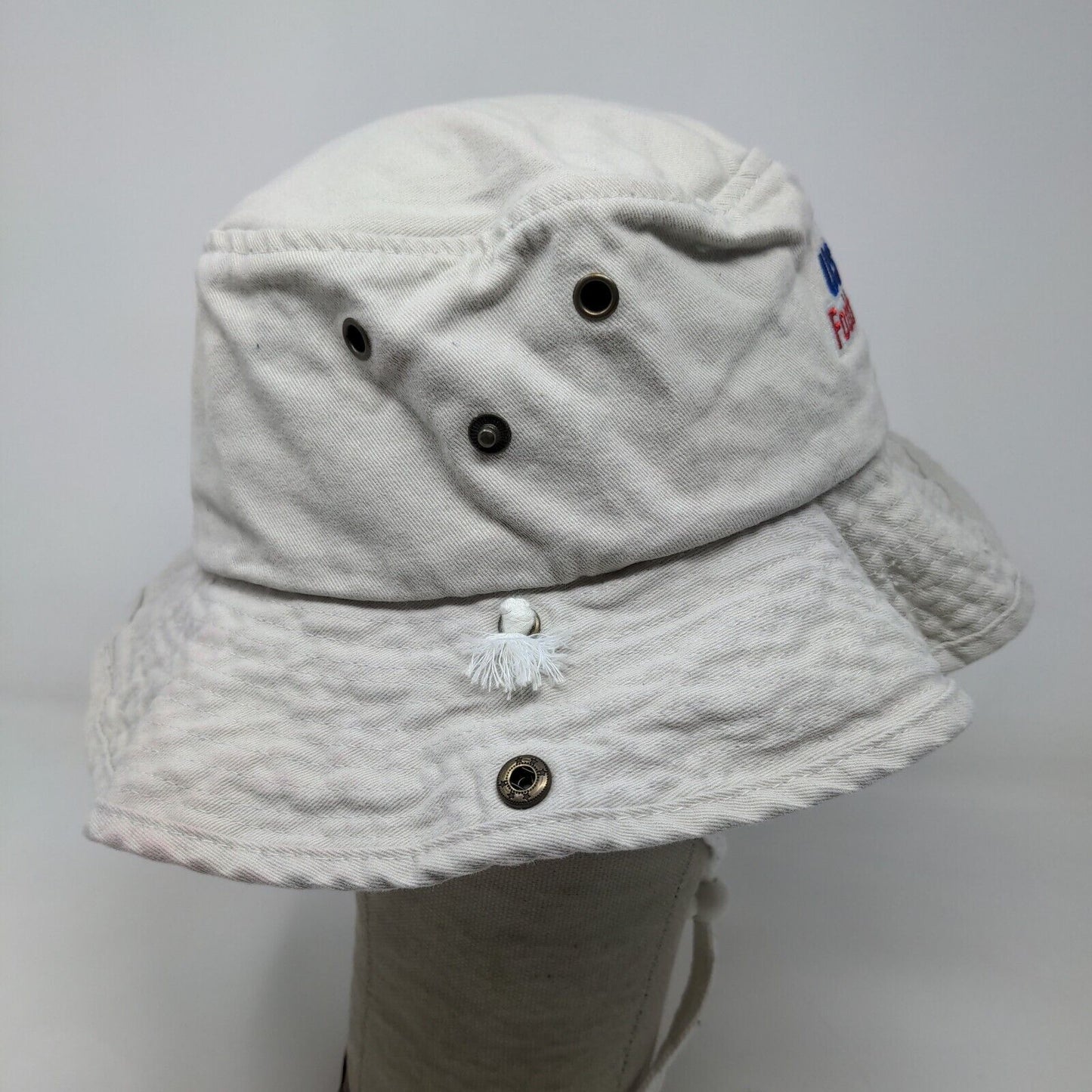 USA Football Men's Bucket Hat Gray Chin Strap 100% Cotton Embroidered Logo
