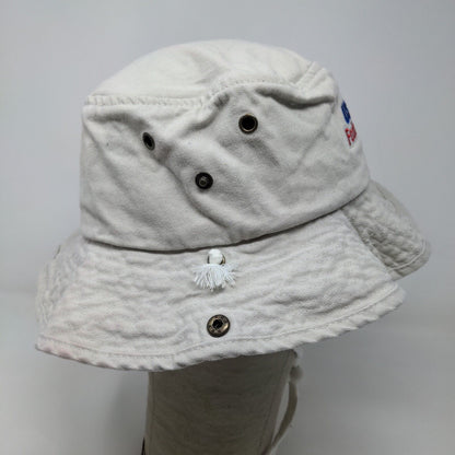 USA Football Men's Bucket Hat Gray Chin Strap 100% Cotton Embroidered Logo