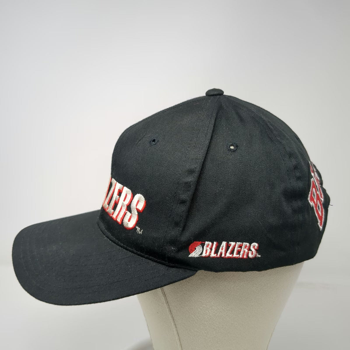 Portland Trail Blazers NBA Black One Size Snapback Hat Big Back Logo Green Brim