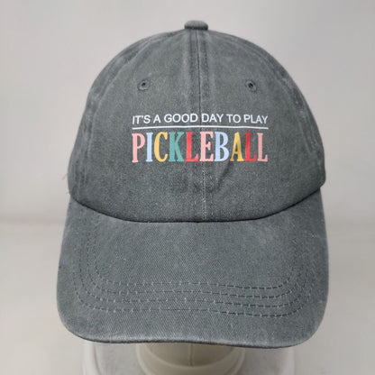 It's A Good Day To Play Pickleball Slideback Hat Gray One Size Adjustable Cotton