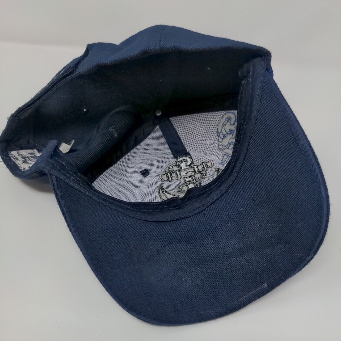 US Navy Anchor Strapback Hat Blue One Size Adjustable Embroidered