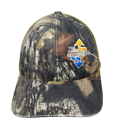 Top Down Restoration Fitted Mesh Back Trucker Hat Camo One Size Flexfit