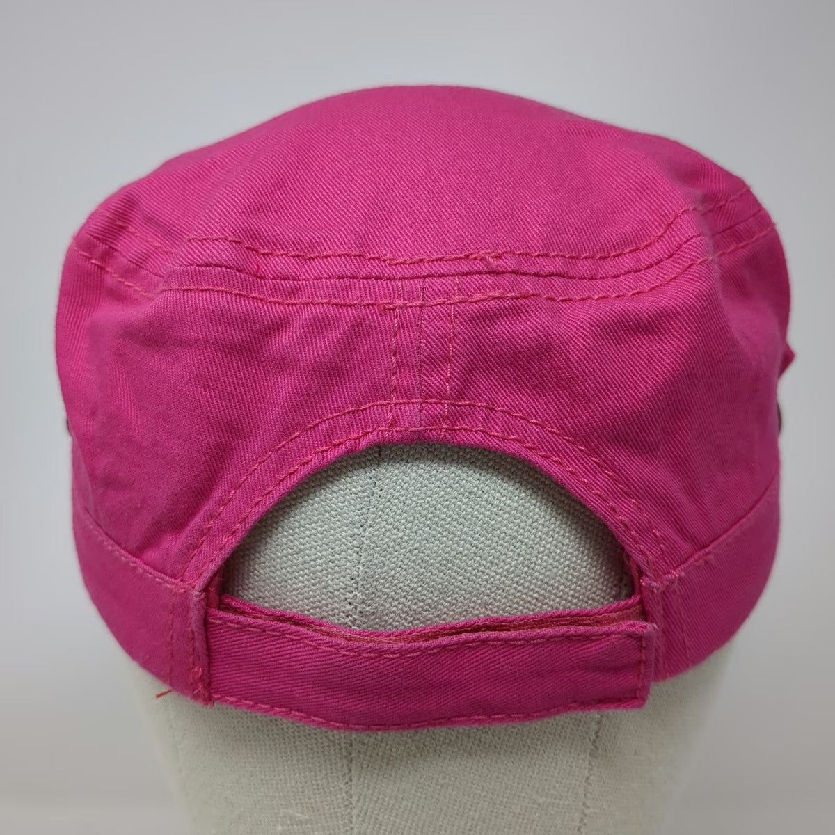 Old Navy Army Cap Pink One Size Strapback Side Buttons Cadet Cotton Flat Top Hat