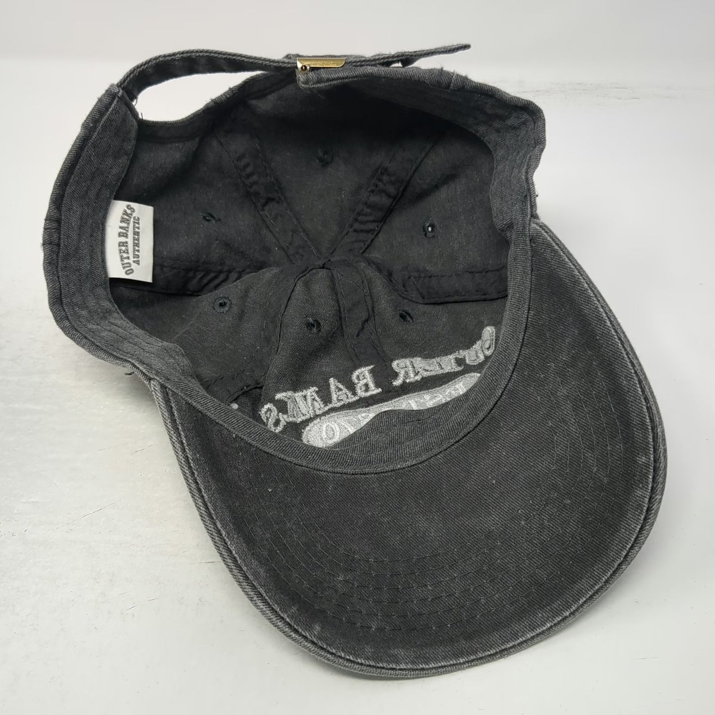 Outer Banks Authentic Baseball Cap Gray OSFM 100% Cotton Slideback NC Hat Logo