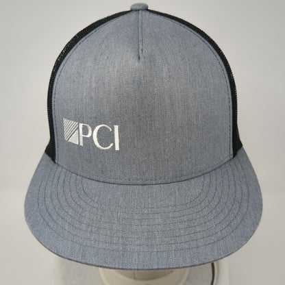 PCI EAT-3 Snapback Trucker Hat Gray One Size Mesh Back Yupoong 6 Panel