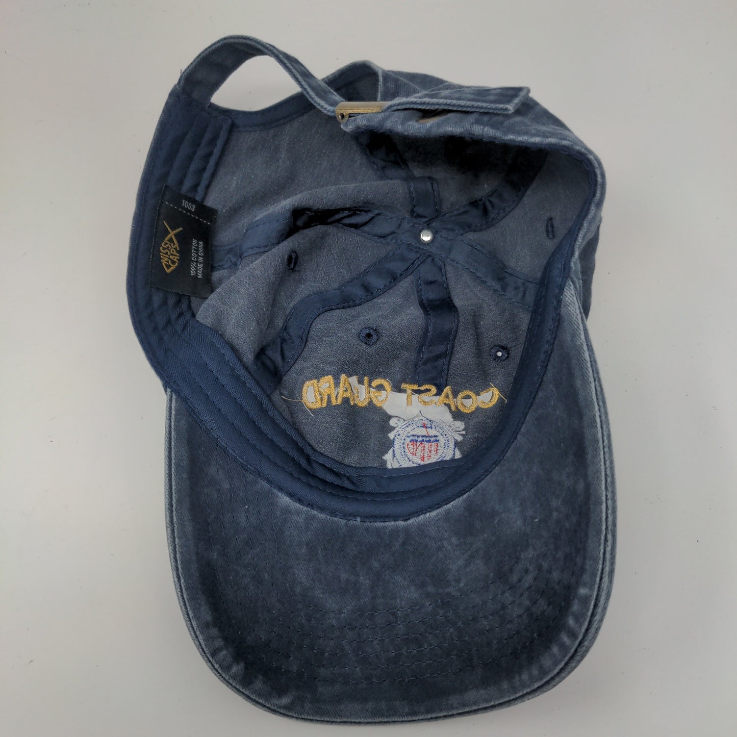 US Coast Guard Slideback Hat Blue Embroidered Logo 100% Cotton