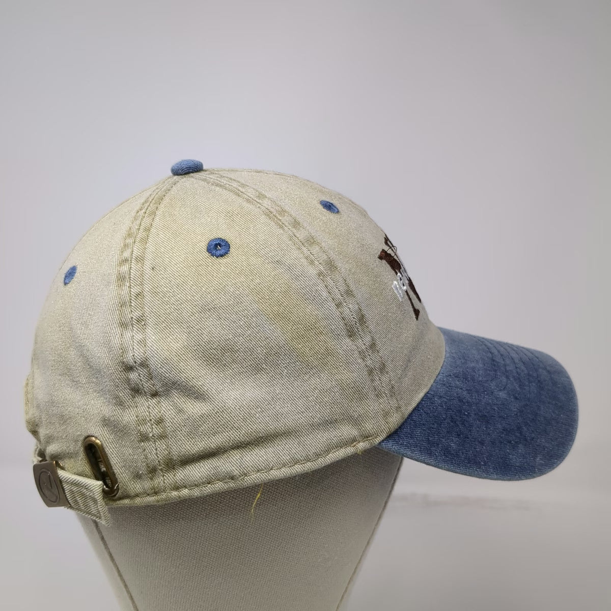 Newhattan Baseball Cap Beige Blue One Size NYC New York City Hat Slideback