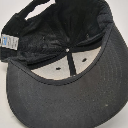 Image Solutions Baseball Cap Black One Size Strapback Curved Brim Blue Logo Hat
