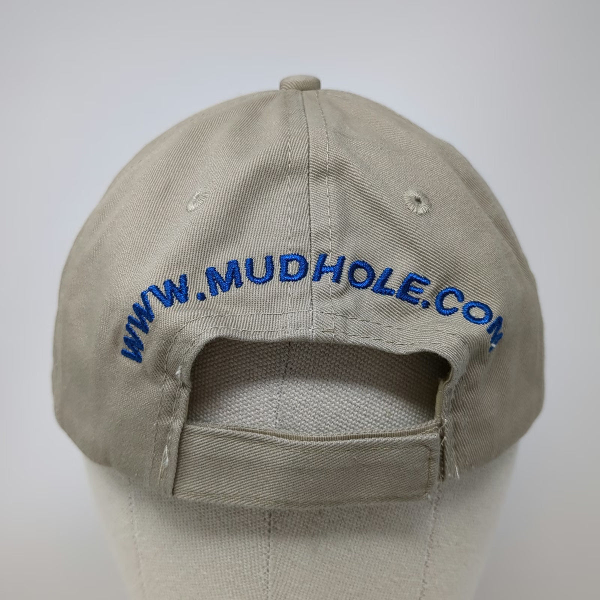 Baseball Cap Beige Blue One Size Mud Hole Rod Building Tackle Fishing Logo Hat