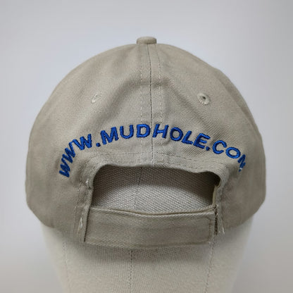 Baseball Cap Beige Blue One Size Mud Hole Rod Building Tackle Fishing Logo Hat
