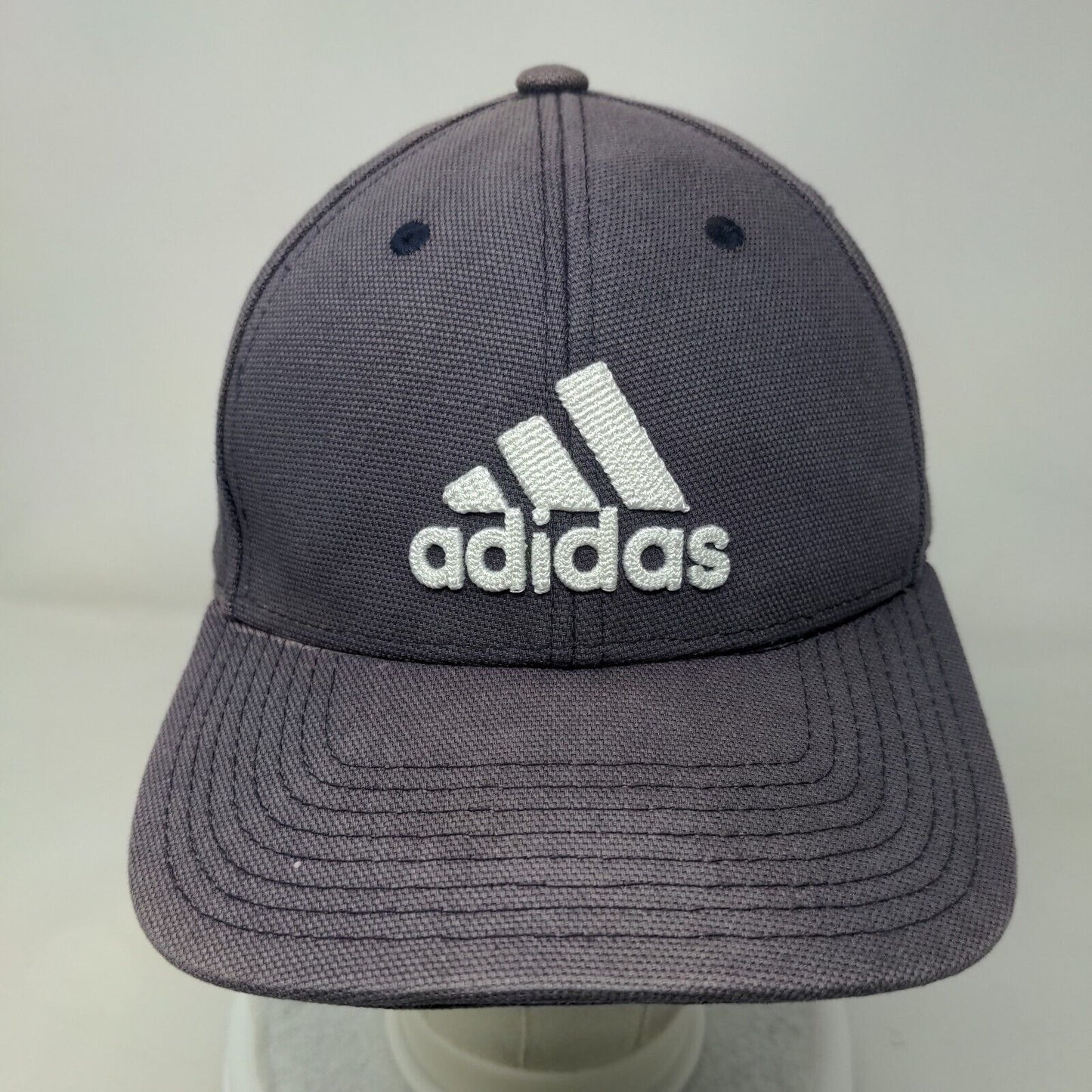 Adidas 3 Stripes Fitted Hat Blue L/XL Embroidered A-Flex Solid 6 Panel