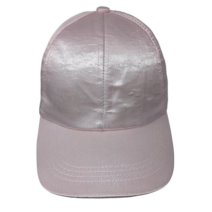 Unbranded Strapback Baseball Cap Pink One Size Adjustable Satin Blank 6 Panel