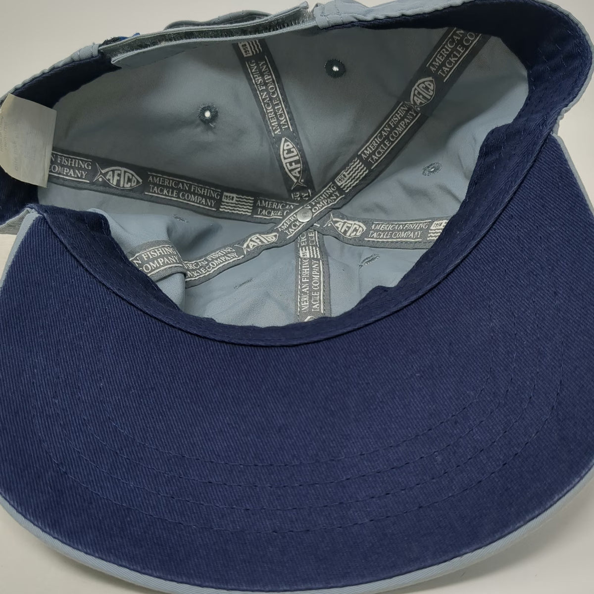 AFTCO Baseball Cap Blue One Size Strapback Nylon Fishing Hat Fish Logo Patch