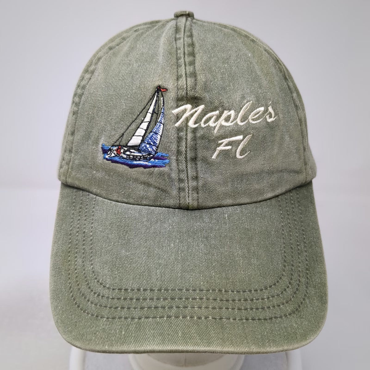 JHATS Naples Florida Sailboat Green One Size Baseball Cap Strapback Nautical Hat