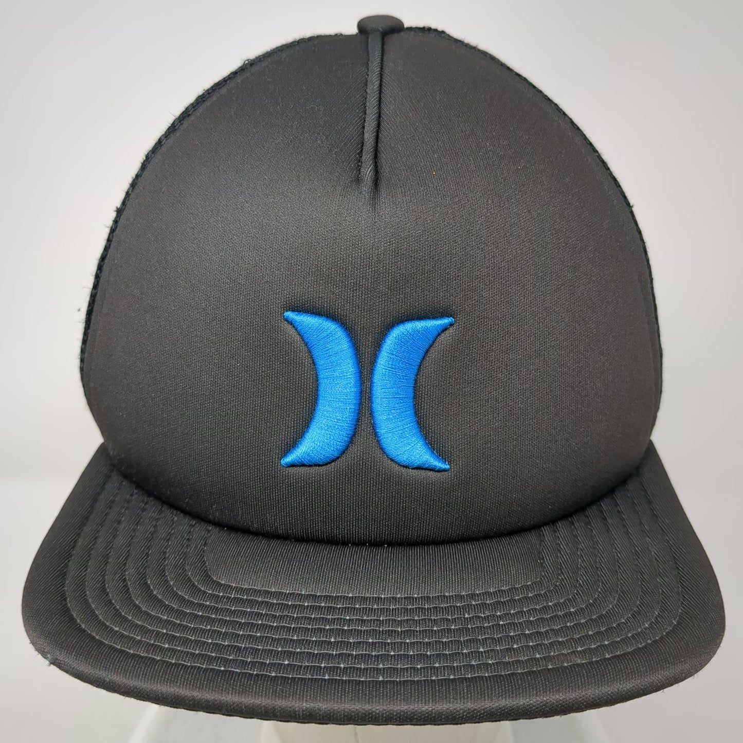 Hurley Trucker Hat Gray Blue One Size Mesh Foam Front Snapback Flat Brim Logo