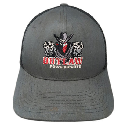 Pacific Headwear Trucker Hat Gray One Size Outlaw Powersports Snapback Gun Mesh