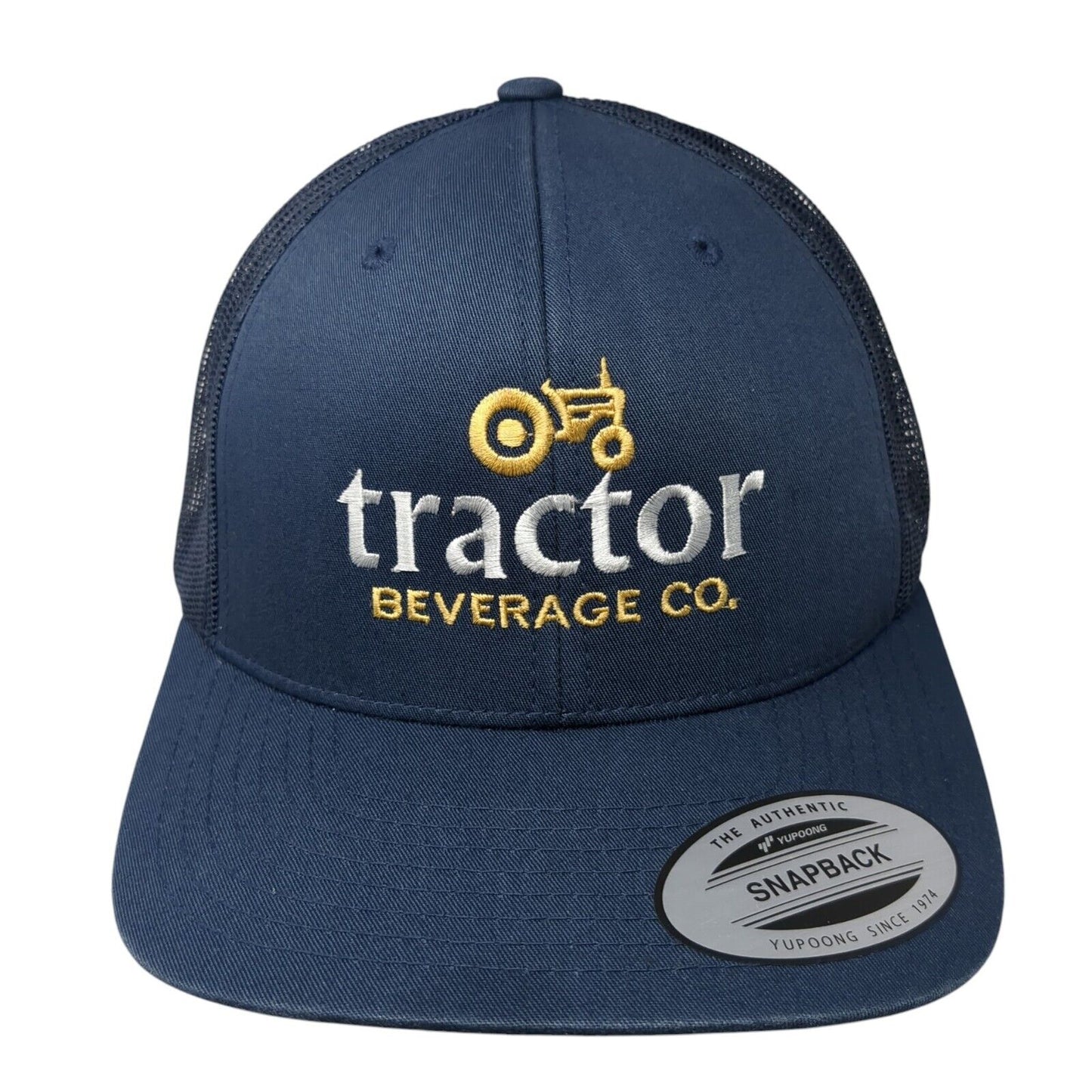 Tractor Beverage Co. Snapback Trucker Hat Blue OS Adjustable Mesh Back Yupoong