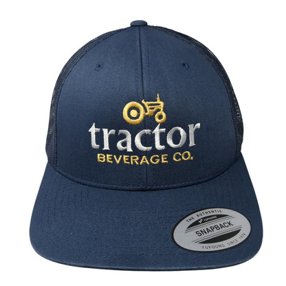 Tractor Beverage Co. Snapback Trucker Hat Blue OS Adjustable Mesh Back Yupoong