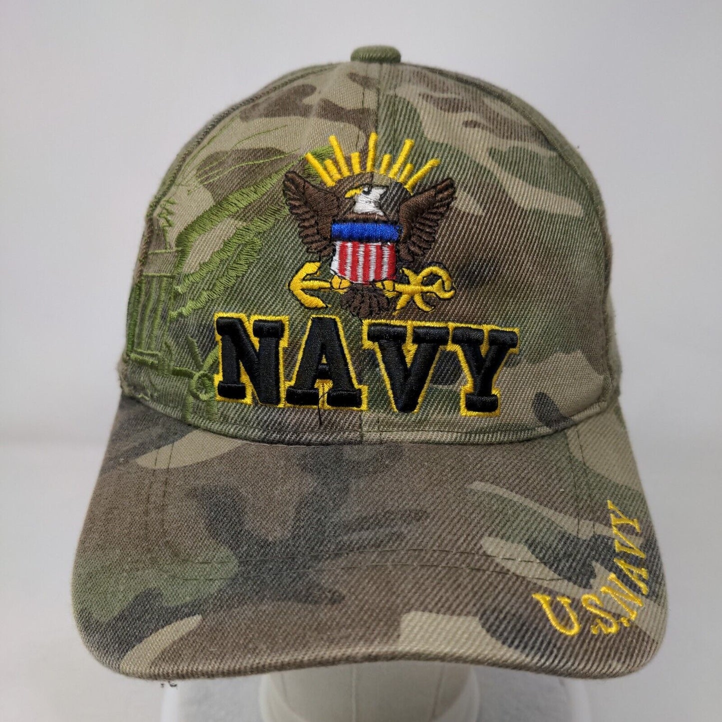 US Navy Strapback Hat Camouflage OSFA Adjustable Embroidered 6 Panel Cursedi