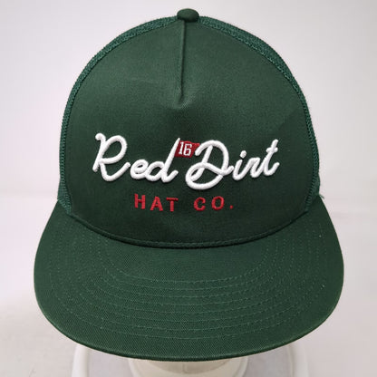 Red Dirt Hat Co. Trucker Green One Size Mesh Snapback Flat Brim Logo Embroidery