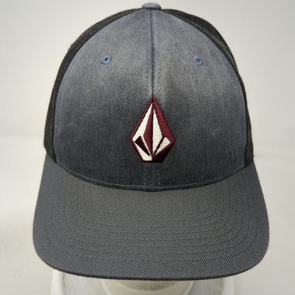 Volcom Baseball Cap Gray Black XL Flexfit Stone Logo Embroidered Hat Structured