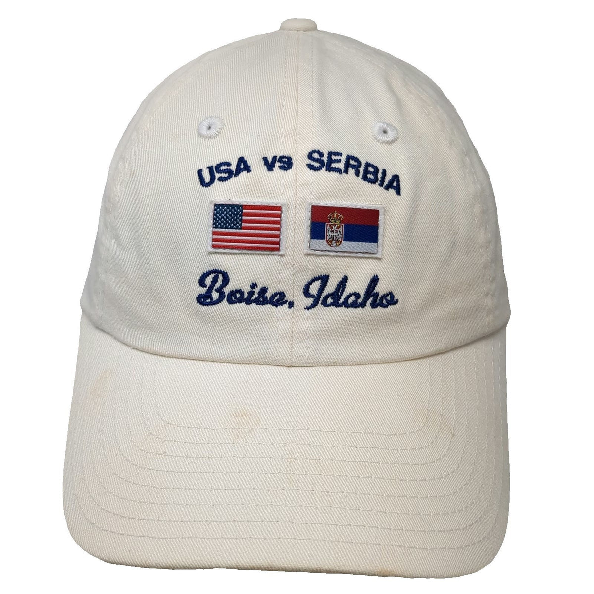 American Needle USA Serbia Davis Cup Tennis Boise Idaho White One Size Strap Hat