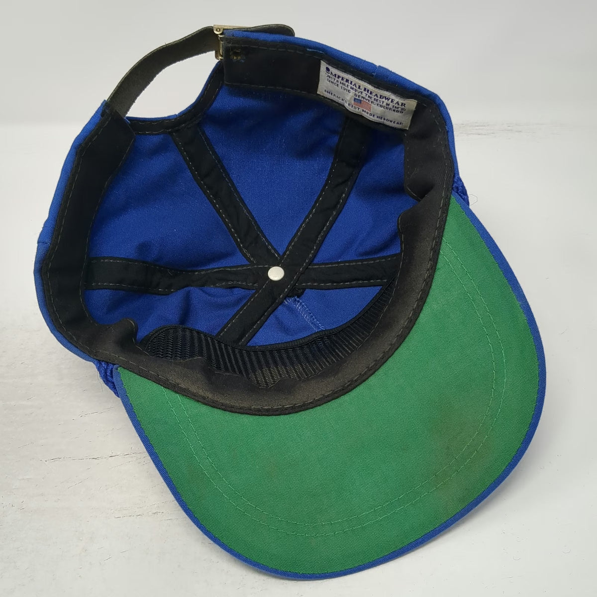 Imperial Trucker Blue One Size Salishan Tree Rope Leather Strapback Hat Vintage