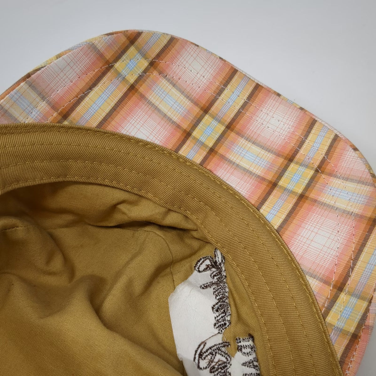 DPI Army Cap Yellow Orange Blue White OSFM Salmon River Idaho Plaid Cotton Hat